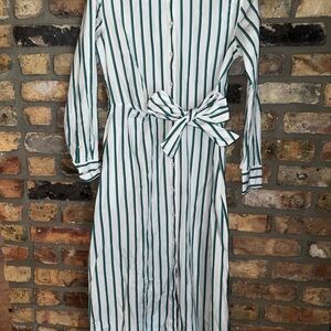 Target Green and White Striped Long Sleeve Dress